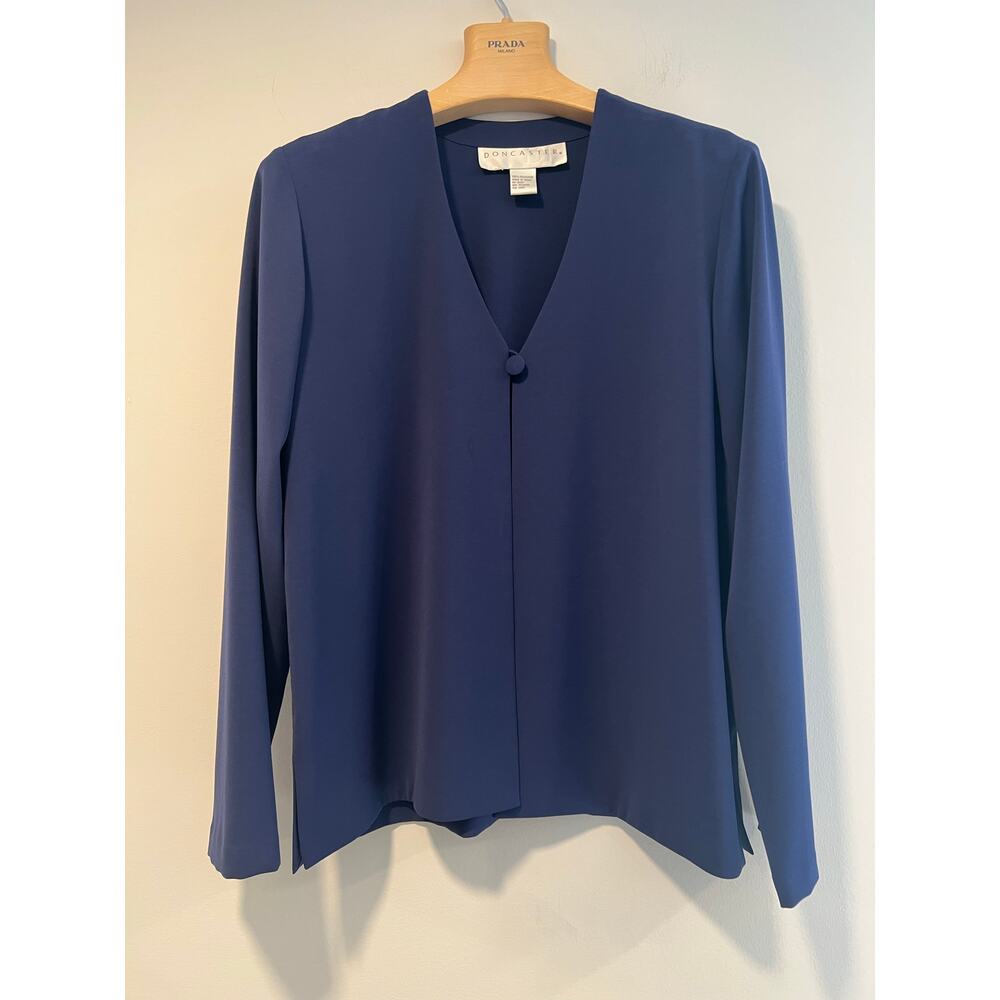 Doncaster One Button Blouse Cardigan Blue Size 12 SG